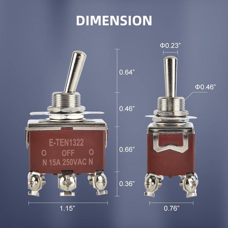 cnaodun مفتاح تبديل مقاوم للماء ON-Off-ON 30A 12VDC/15A 250VAC 6 دبابيس 3 وضعيات مفتاح بحري DPDT مع غطاء واقي مقاوم للعوامل الجوية للسيارة أو القارب (عبوة من 4)... - Image 2